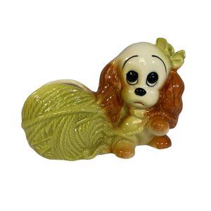 Vintage Hull Ceramic Cocker Spaniel Dog Planter with Yarn Ball